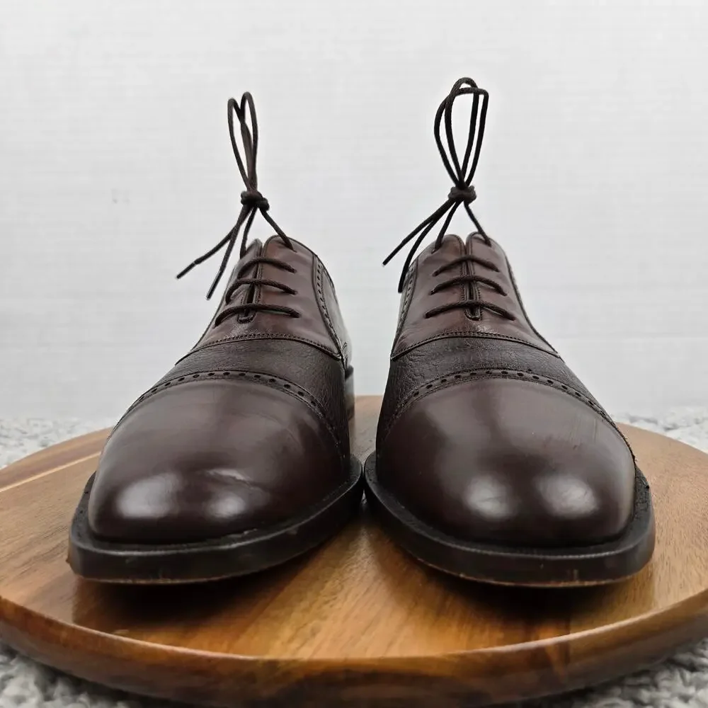 Mezlan Mens 10M Nicola Brown Leather Cap Toe Brogue Casual Oxford Dress Shoe